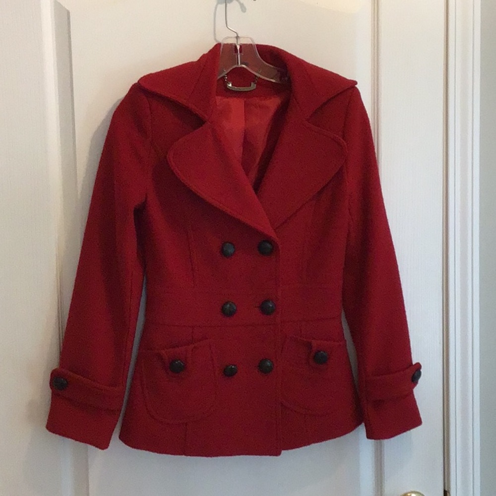 Forever 21 Red Pea Coat